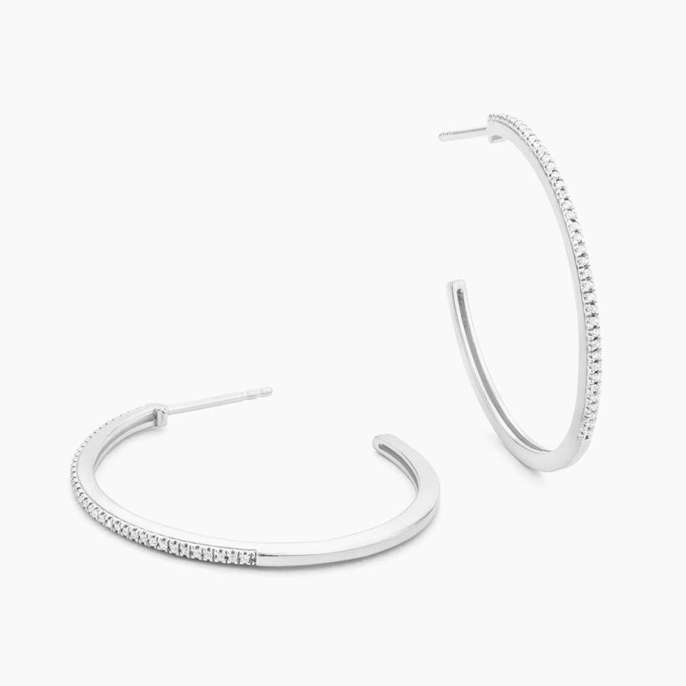 NEW ELLA STEIN women's a hoop thing medium hoop earrings in silver